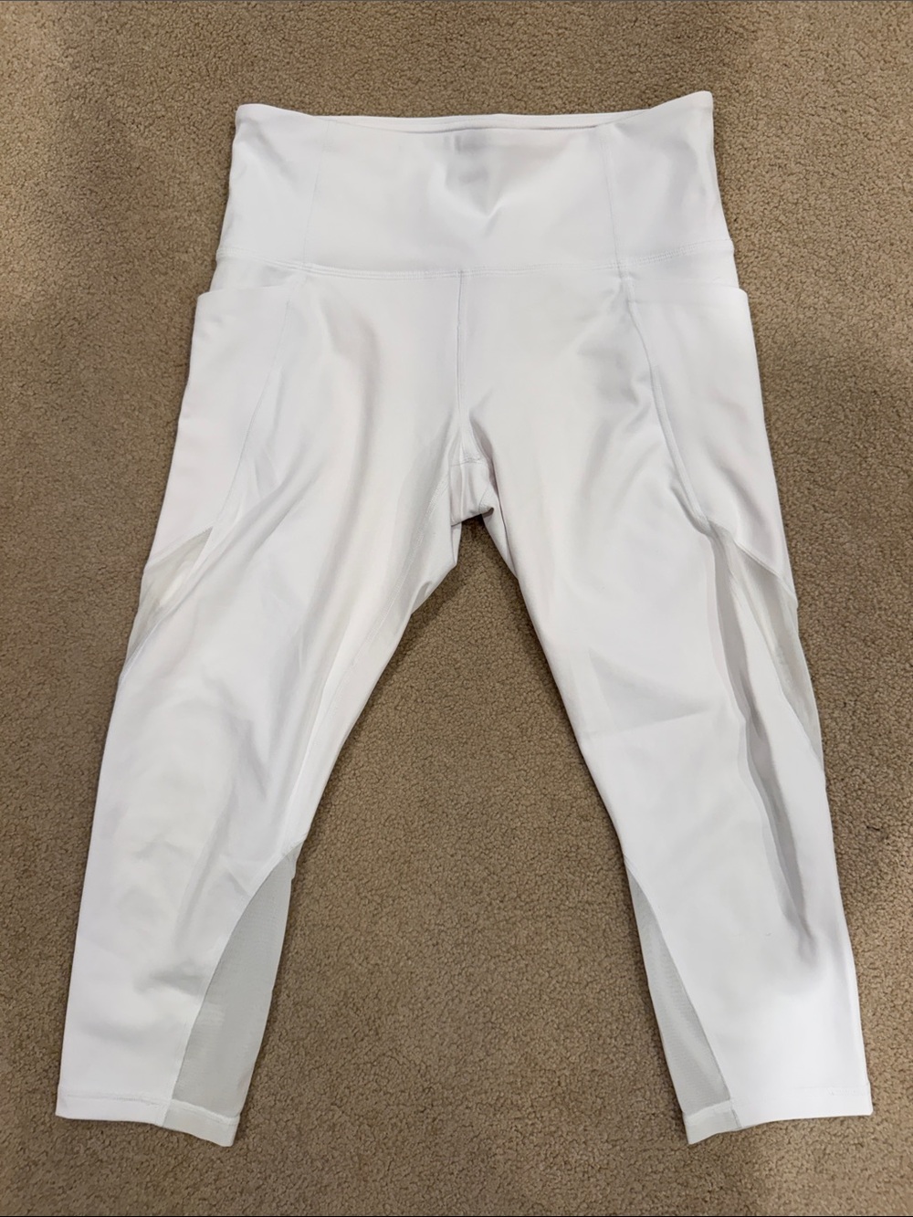 Athleta White High-Rise Mesh-Panel Leggings